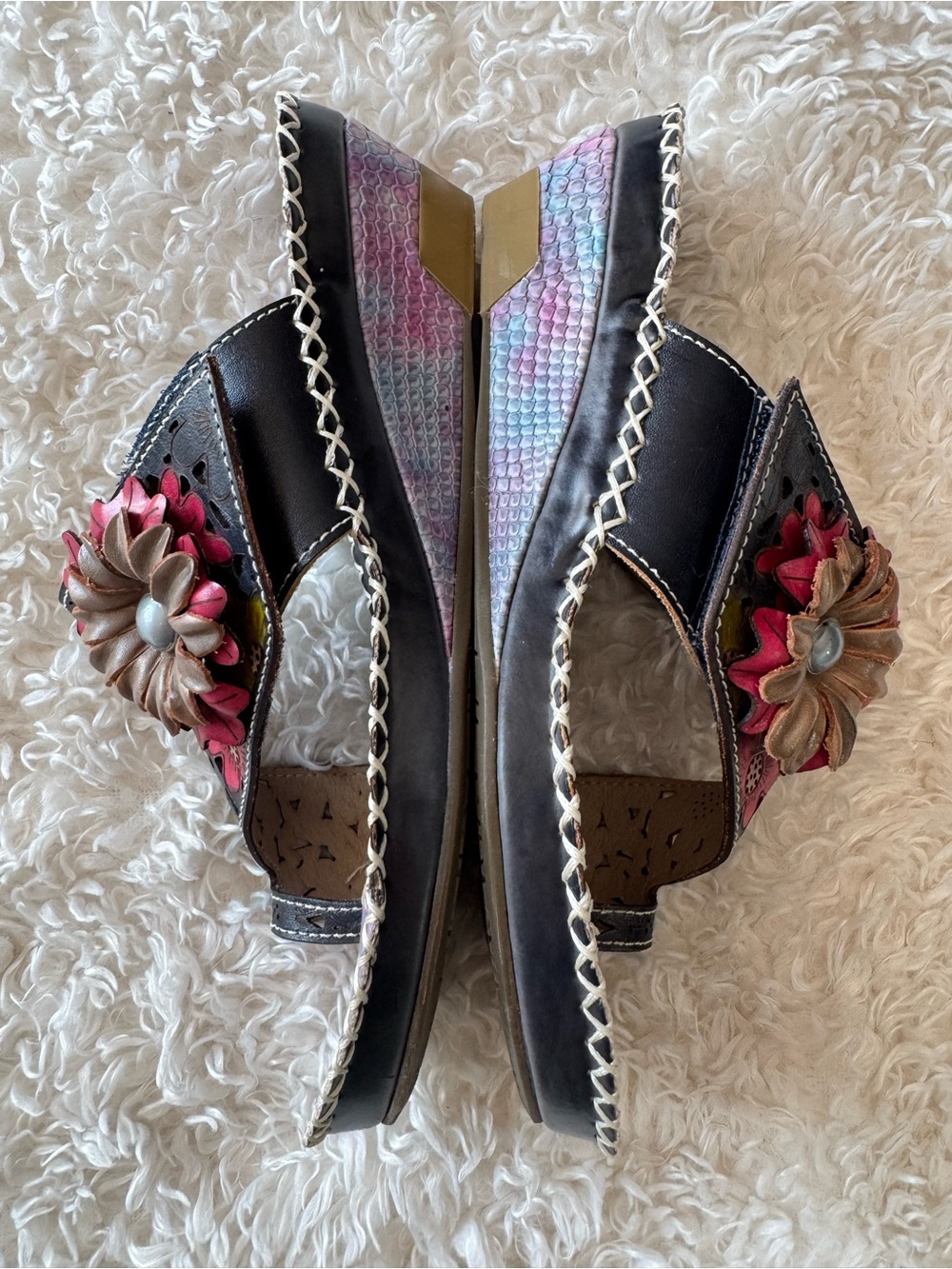 Spring Step L'Artiste Vardi Floral Snakeskin Leather Slide Sandals EU 37 US 7 - Picture 5 of 10